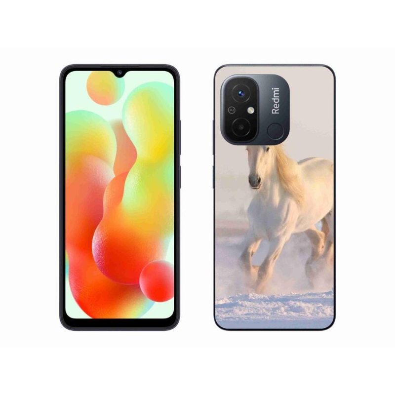 Gelový obal mmCase na mobil Xiaomi Redmi 12C - kůň ve sněhu