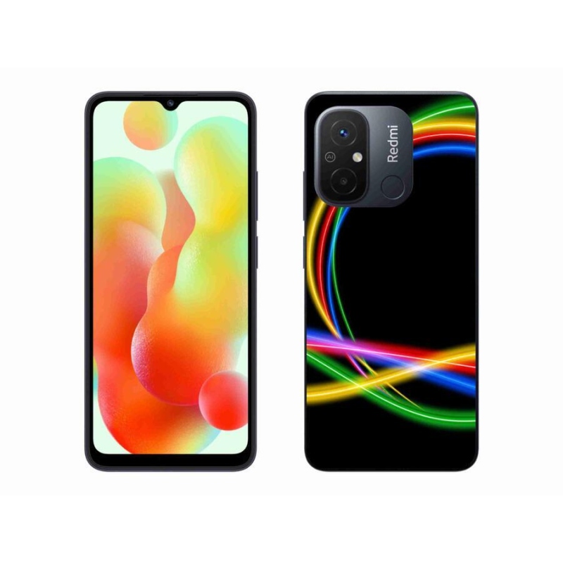 Gelový obal mmCase na mobil Xiaomi Redmi 12C - neonové kruhy