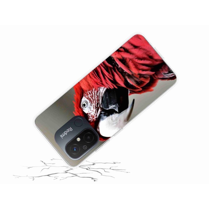 Gelový obal mmCase na mobil Xiaomi Redmi 12C - papoušek ara červený
