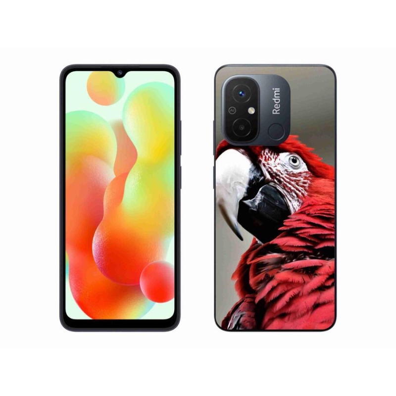 Gelový obal mmCase na mobil Xiaomi Redmi 12C - papoušek ara červený
