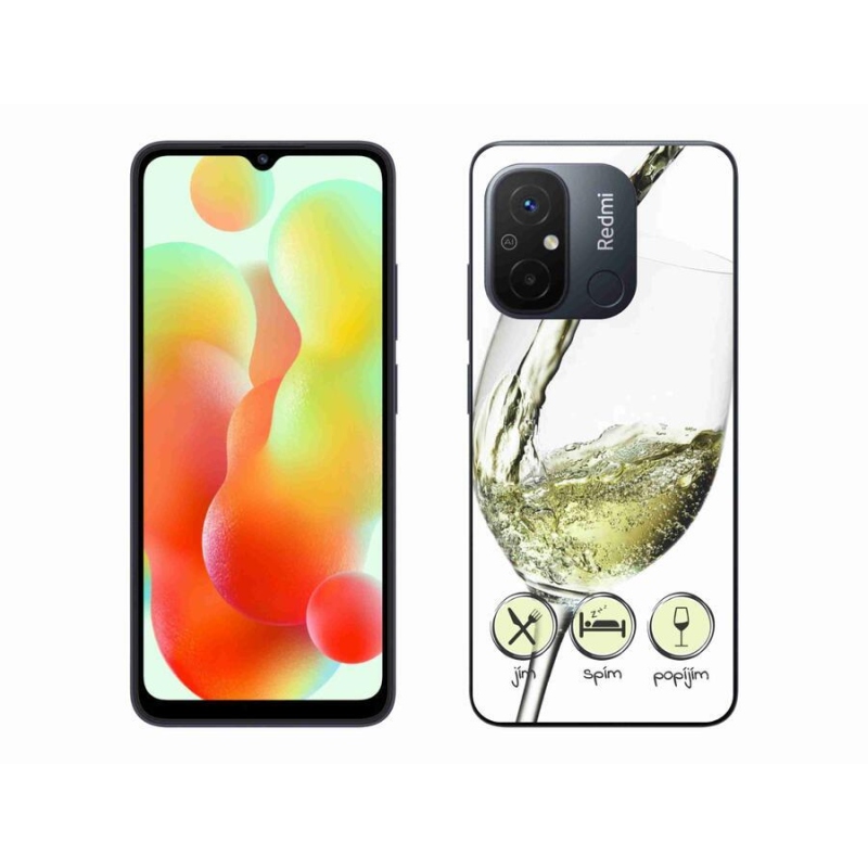 Gelový obal mmCase na mobil Xiaomi Redmi 12C - sklenička vína bílé