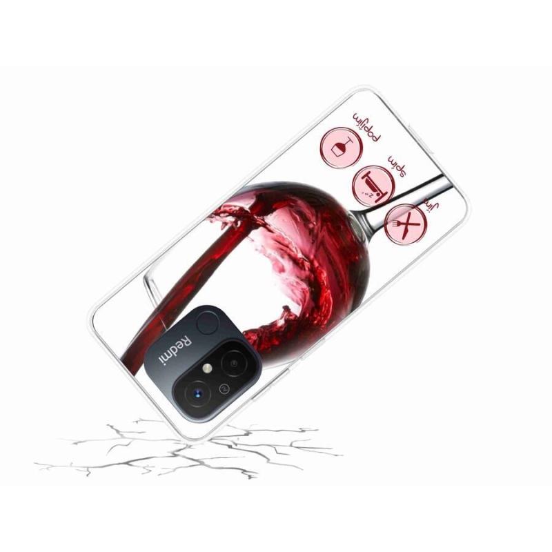 Gelový obal mmCase na mobil Xiaomi Redmi 12C - sklenička vína červené