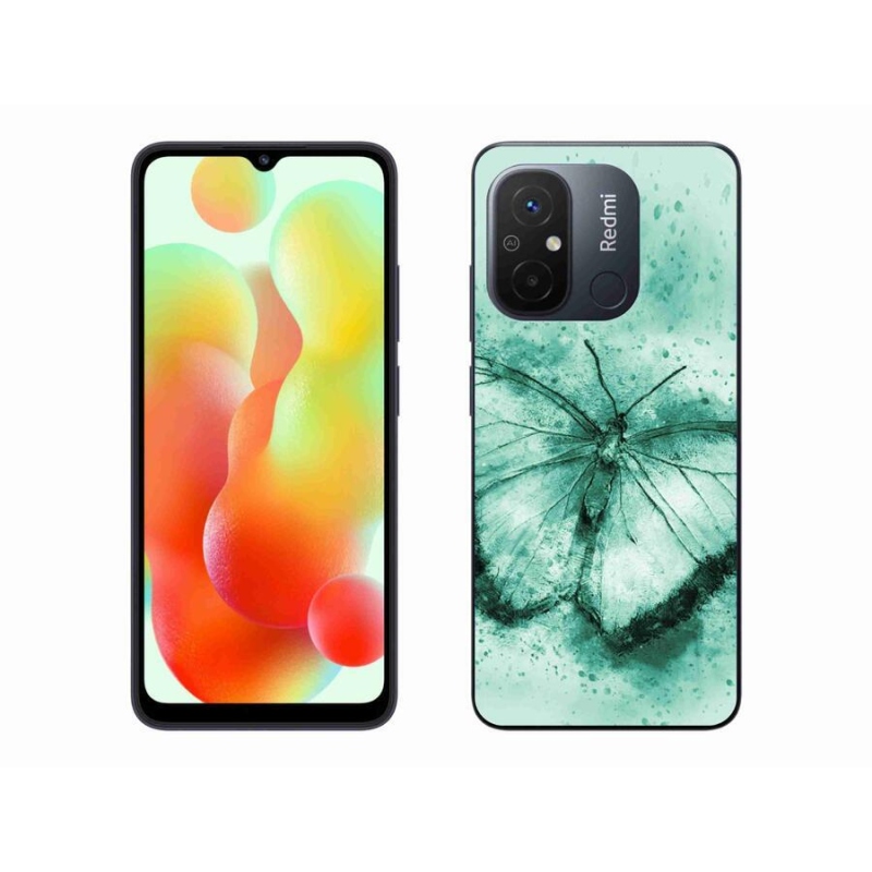 Gelový obal mmCase na mobil Xiaomi Redmi 12C - zelený motýl