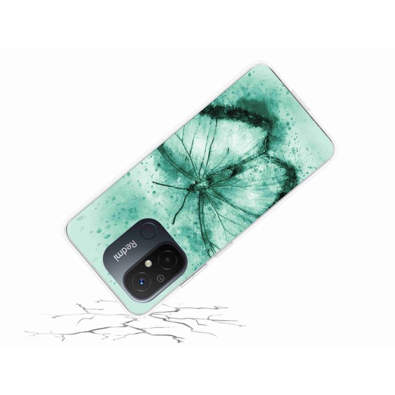 Gelový obal mmCase na mobil Xiaomi Redmi 12C - zelený motýl