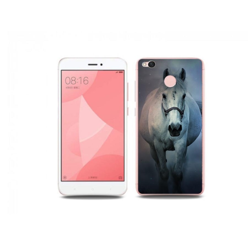 Gelový obal mmCase na mobil Xiaomi Redmi 4X - běžící bílý kůň