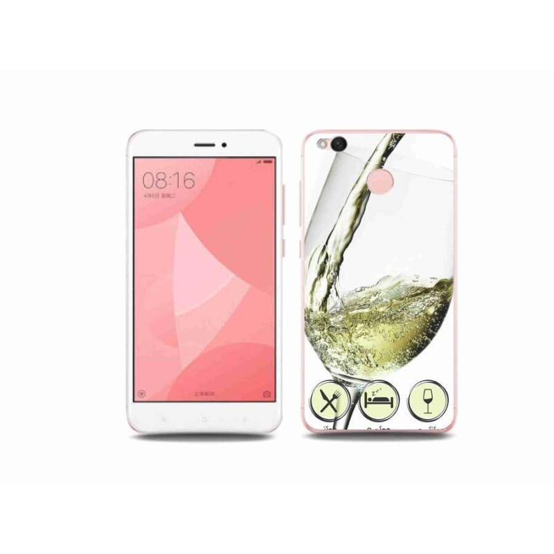 Gelový obal mmCase na mobil Xiaomi Redmi 4X - sklenička vína bílé