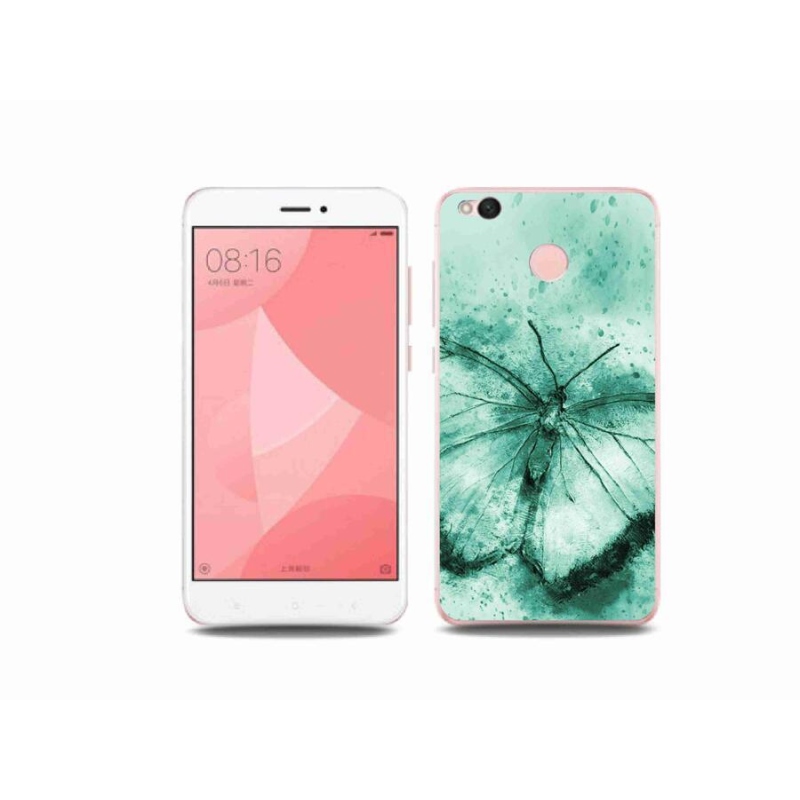 Gelový obal mmCase na mobil Xiaomi Redmi 4X - zelený motýl
