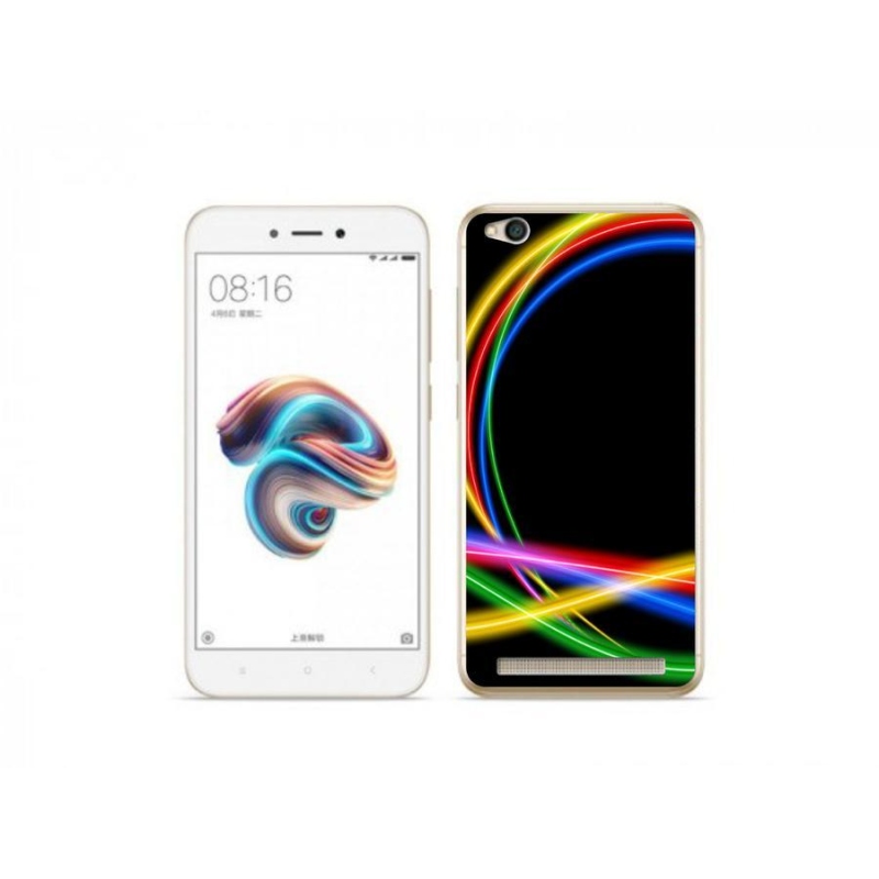 Gelový obal mmCase na mobil Xiaomi Redmi 5A - neonové kruhy