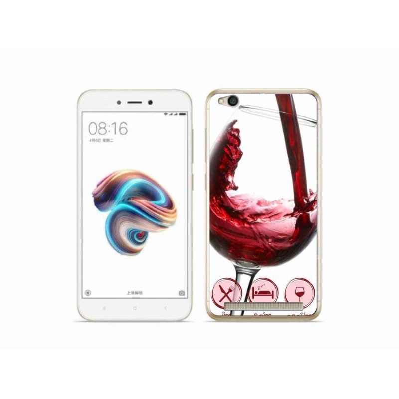 Gelový obal mmCase na mobil Xiaomi Redmi 5A - sklenička vína červené