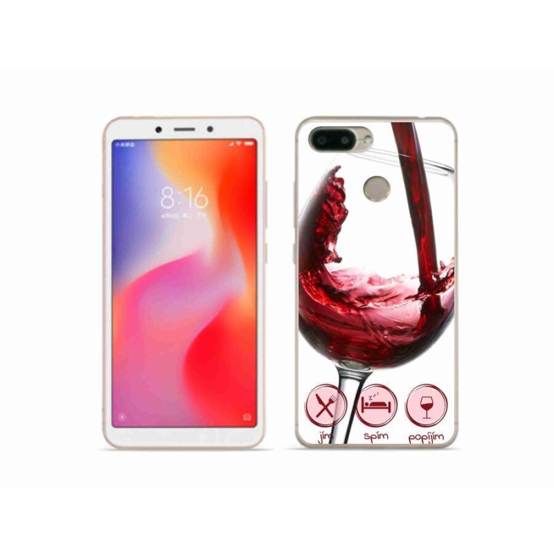 Gelový obal mmCase na mobil Xiaomi Redmi 6 - sklenička vína červené