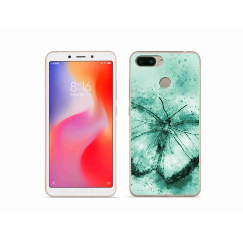 Gelový obal mmCase na mobil Xiaomi Redmi 6 - zelený motýl