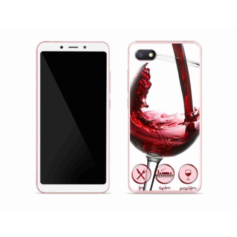 Gelový obal mmCase na mobil Xiaomi Redmi 6A - sklenička vína červené