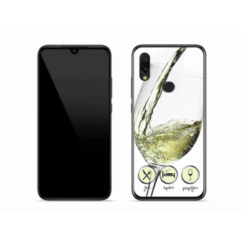Gelový obal mmCase na mobil Xiaomi Redmi 7 - sklenička vína bílé