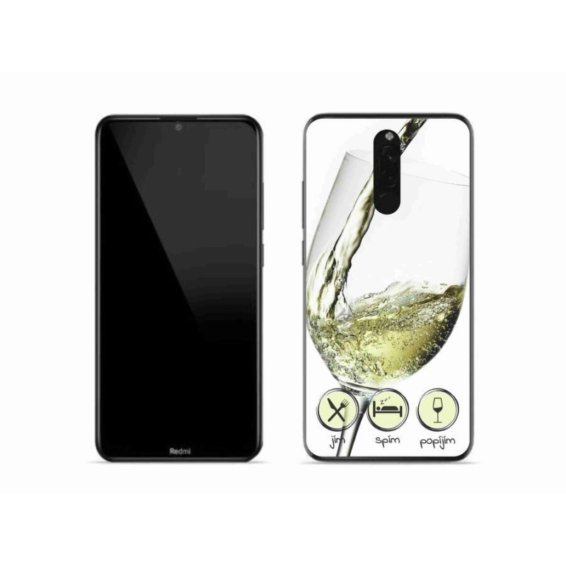 Gelový obal mmCase na mobil Xiaomi Redmi 8 - sklenička vína bílé
