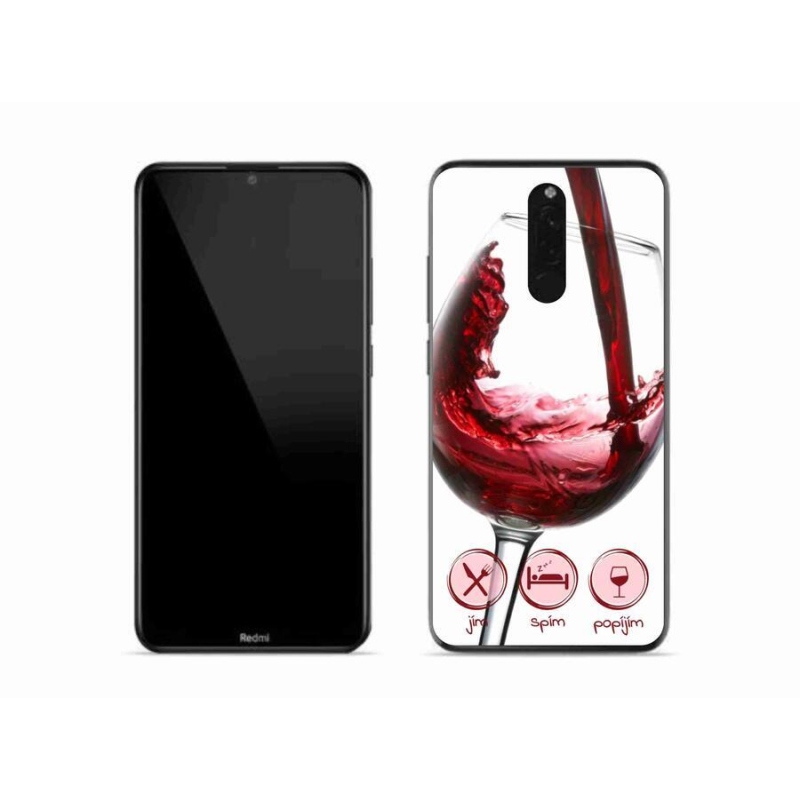 Gelový obal mmCase na mobil Xiaomi Redmi 8 - sklenička vína červené