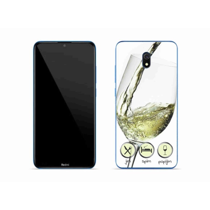 Gelový obal mmCase na mobil Xiaomi Redmi 8A - sklenička vína bílé