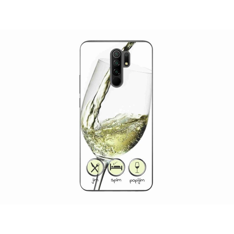 Gelový obal mmCase na mobil Xiaomi Redmi 9 - sklenička vína bílé