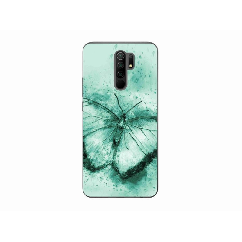 Gelový obal mmCase na mobil Xiaomi Redmi 9 - zelený motýl