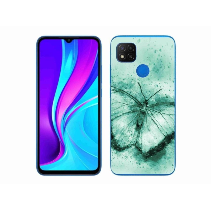 Gelový obal mmCase na mobil Xiaomi Redmi 9C - zelený motýl