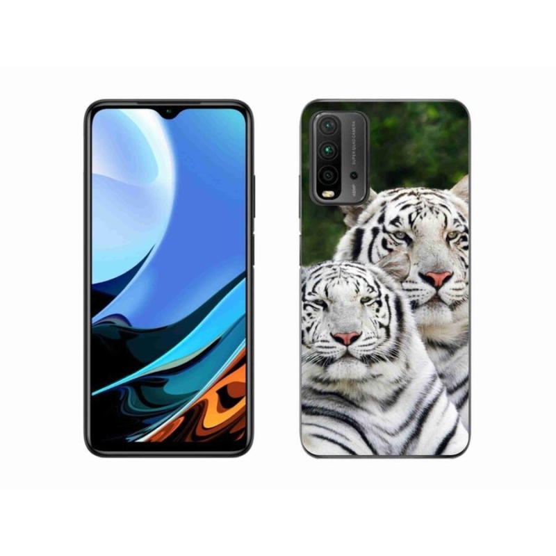 Gelový obal mmCase na mobil Xiaomi Redmi 9T - bílí tygři