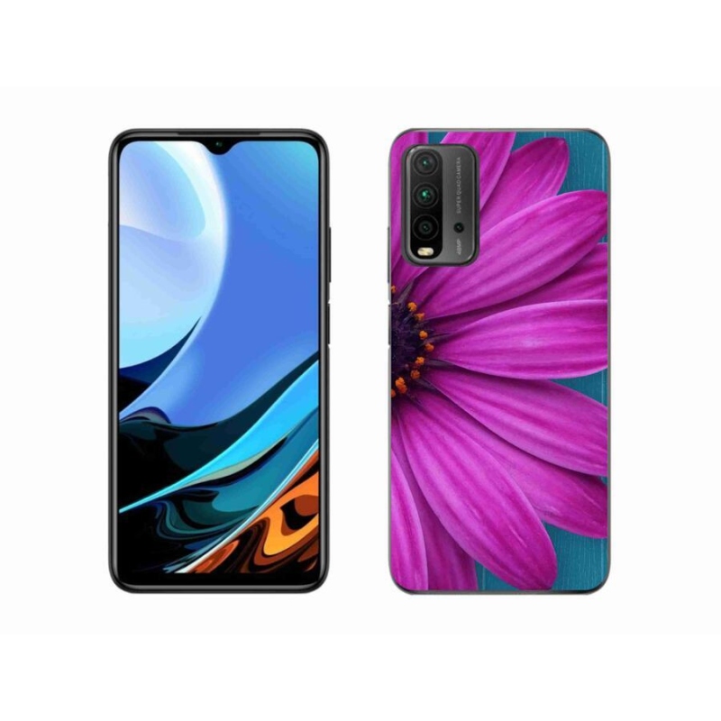 Gelový obal mmCase na mobil Xiaomi Redmi 9T - fialová kopretina