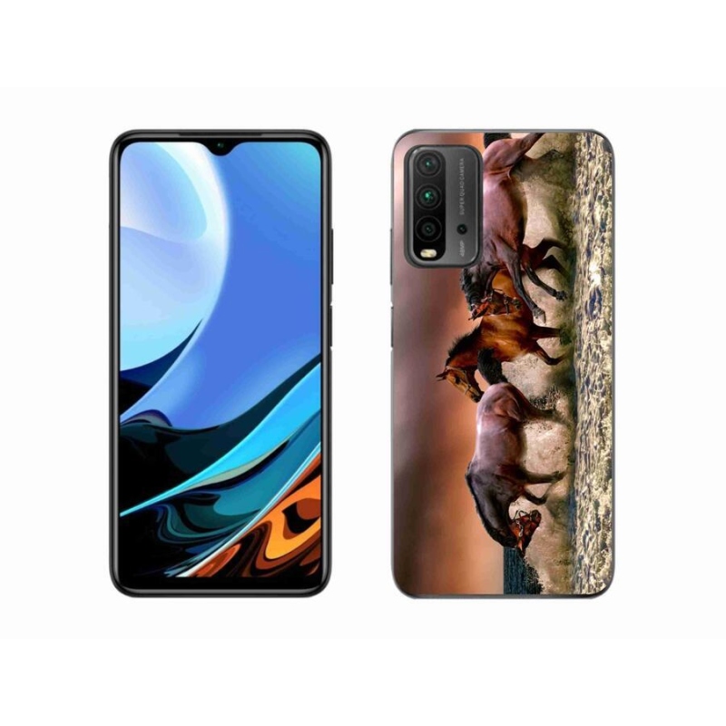 Gelový obal mmCase na mobil Xiaomi Redmi 9T - koně 1