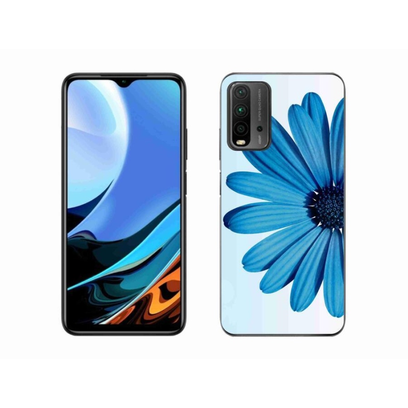 Gelový obal mmCase na mobil Xiaomi Redmi 9T - modrá kopretina