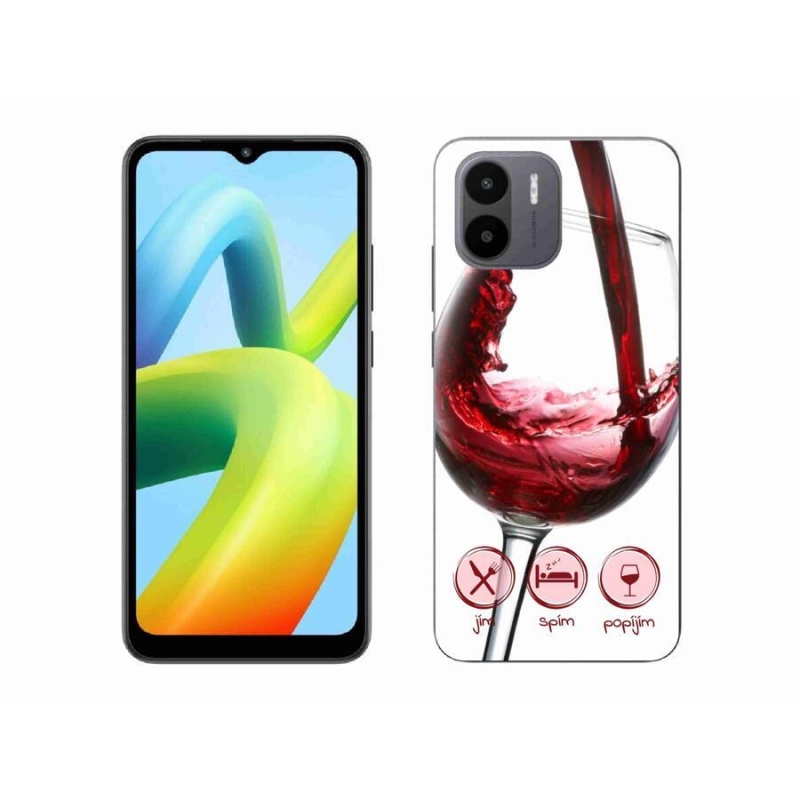 Gelový obal mmCase na mobil Xiaomi Redmi A1/Redmi A2 - sklenička vína červené