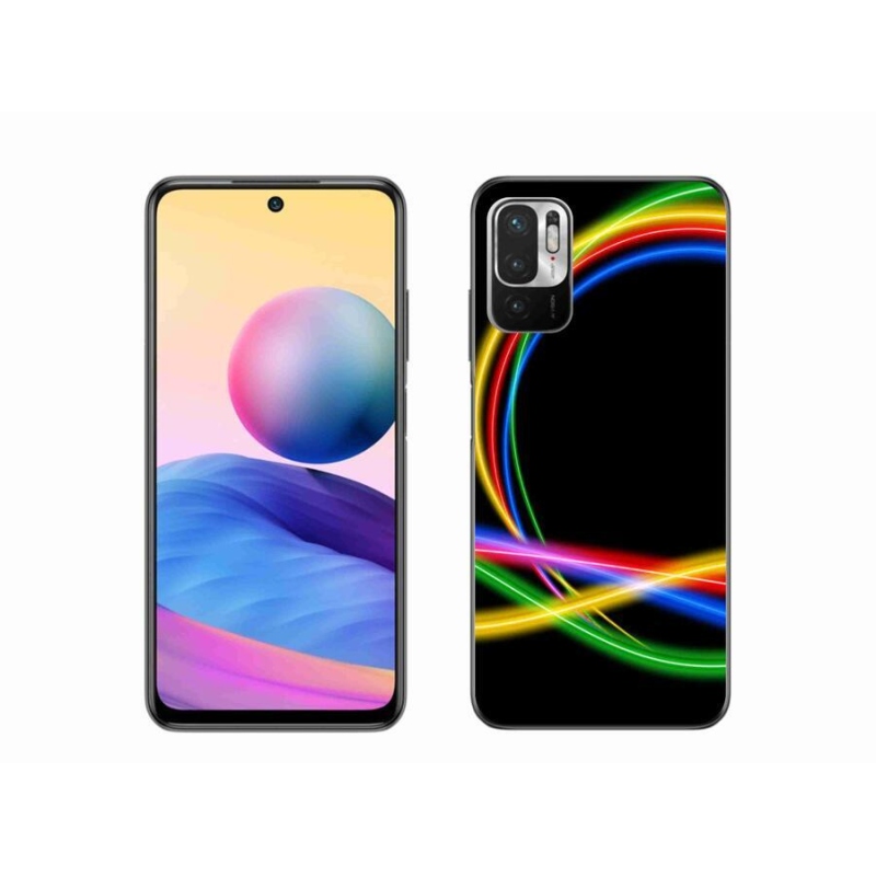 Gelový obal mmCase na mobil Xiaomi Redmi Note 10 5G - neonové kruhy