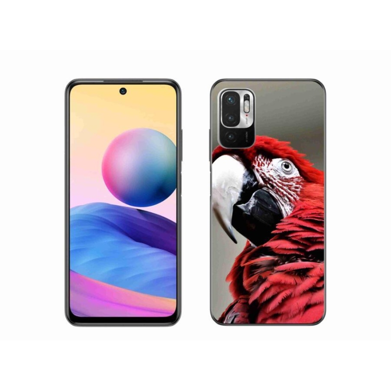 Gelový obal mmCase na mobil Xiaomi Redmi Note 10 5G - papoušek ara červený