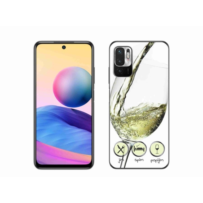 Gelový obal mmCase na mobil Xiaomi Redmi Note 10 5G - sklenička vína bílé