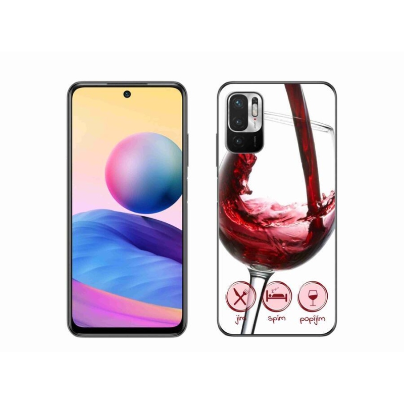 Gelový obal mmCase na mobil Xiaomi Redmi Note 10 5G - sklenička vína červené