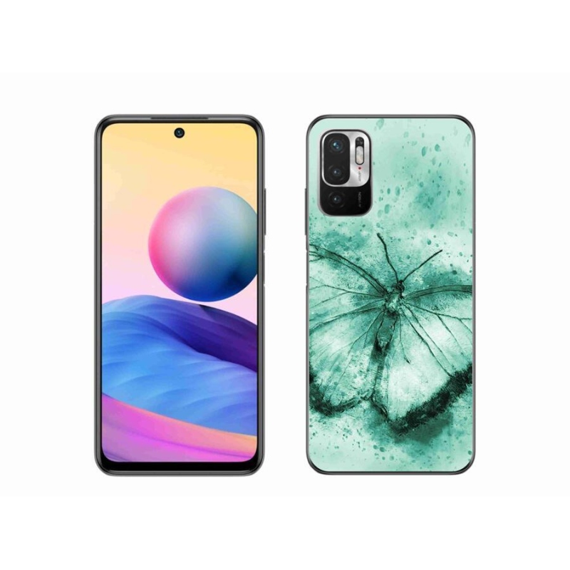 Gelový obal mmCase na mobil Xiaomi Redmi Note 10 5G - zelený motýl