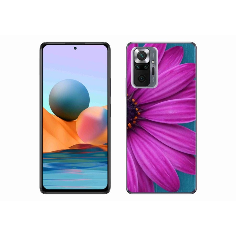 Gelový obal mmCase na mobil Xiaomi Redmi Note 10 Pro - fialová kopretina