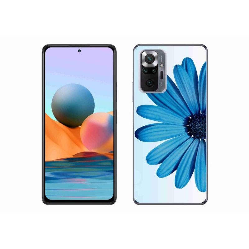 Gelový obal mmCase na mobil Xiaomi Redmi Note 10 Pro - modrá kopretina