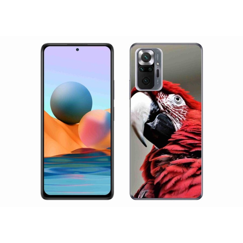 Gelový obal mmCase na mobil Xiaomi Redmi Note 10 Pro - papoušek ara červený