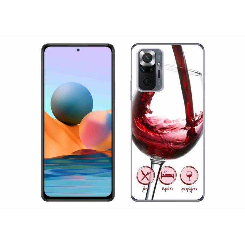 Gelový obal mmCase na mobil Xiaomi Redmi Note 10 Pro - sklenička vína červené