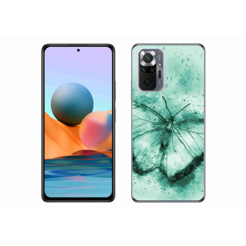 Gelový obal mmCase na mobil Xiaomi Redmi Note 10 Pro - zelený motýl