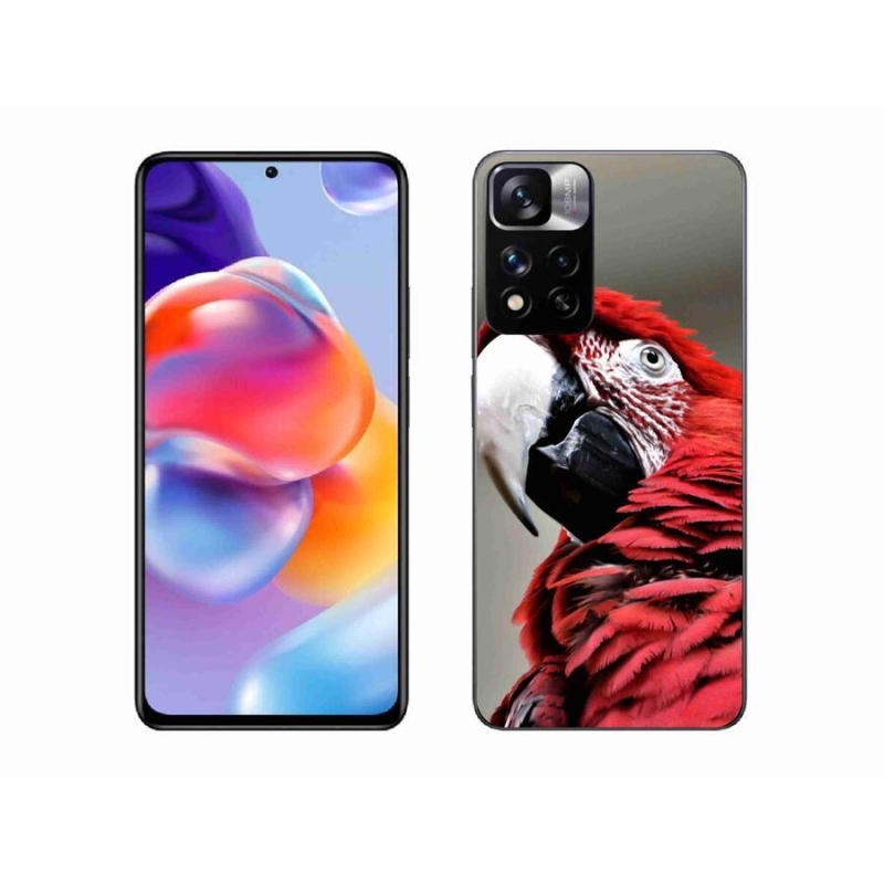 Gelový obal mmCase na mobil Xiaomi Redmi Note 11 Pro+ 5G - papoušek ara červený