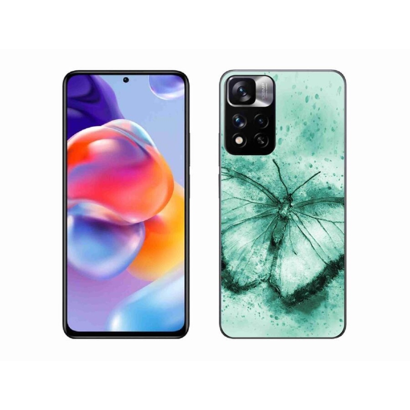 Gelový obal mmCase na mobil Xiaomi Redmi Note 11 Pro+ 5G - zelený motýl