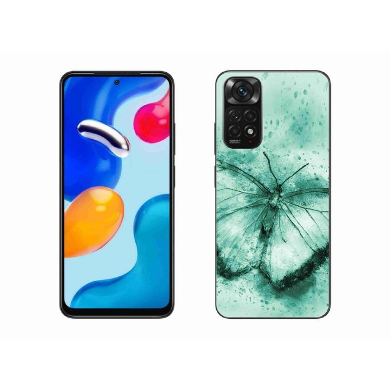 Gelový obal mmCase na mobil Xiaomi Redmi Note 11S 4G - zelený motýl