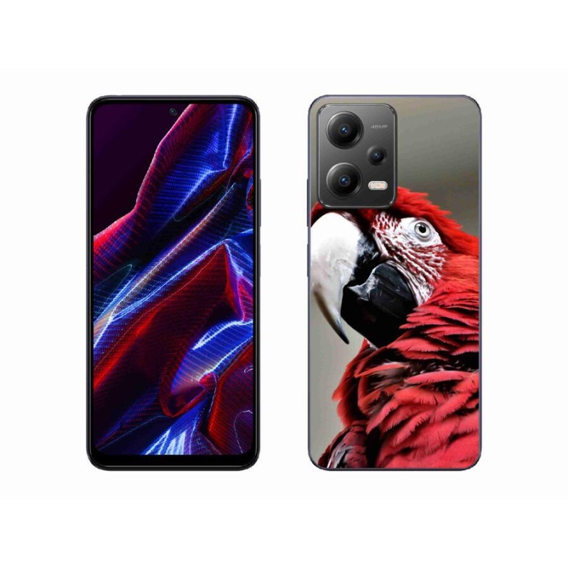 Gelový obal mmCase na mobil Xiaomi Redmi Note 12 5G - papoušek ara červený