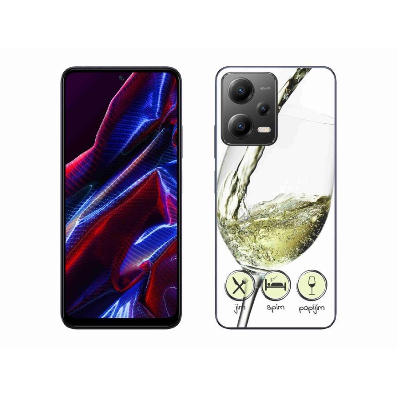 Gelový obal mmCase na mobil Xiaomi Redmi Note 12 5G - sklenička vína bílé