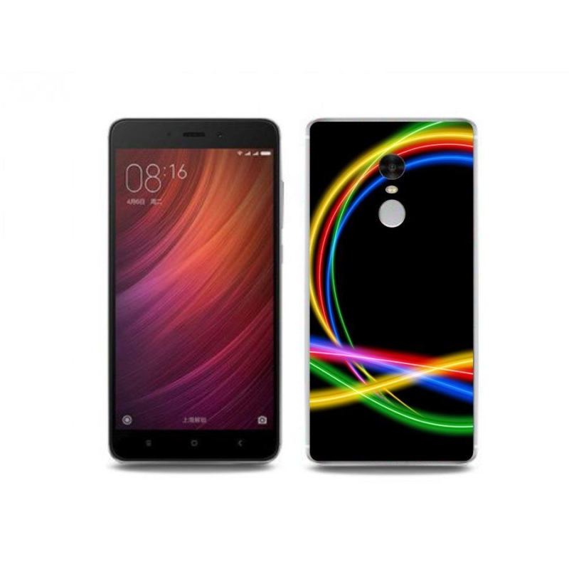 Gelový obal mmCase na mobil Xiaomi Redmi Note 4 - neonové kruhy