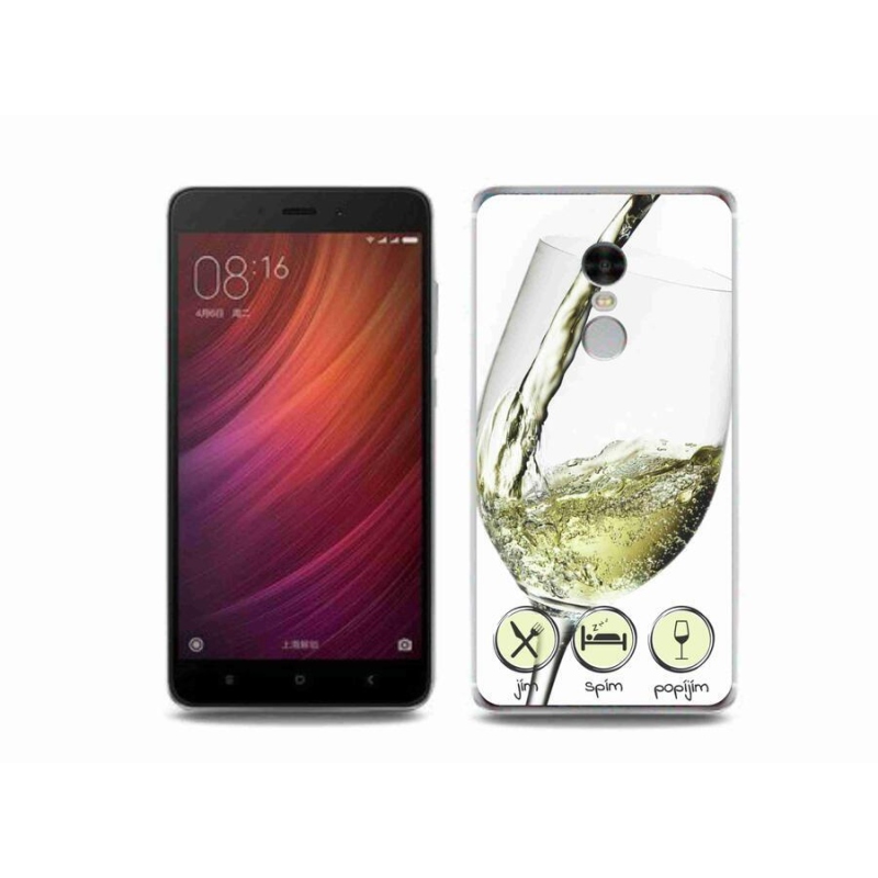 Gelový obal mmCase na mobil Xiaomi Redmi Note 4 - sklenička vína bílé