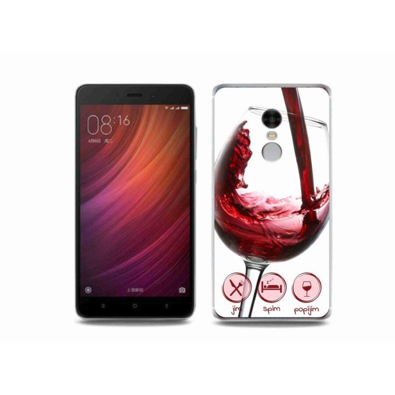 Gelový obal mmCase na mobil Xiaomi Redmi Note 4 - sklenička vína červené
