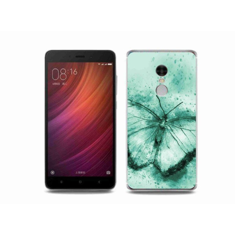 Gelový obal mmCase na mobil Xiaomi Redmi Note 4 - zelený motýl