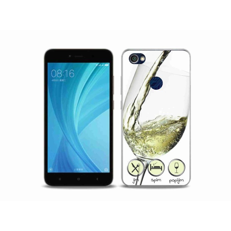 Gelový obal mmCase na mobil Xiaomi Redmi Note 5A Prime - sklenička vína bílé