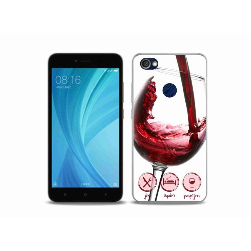 Gelový obal mmCase na mobil Xiaomi Redmi Note 5A Prime - sklenička vína červené