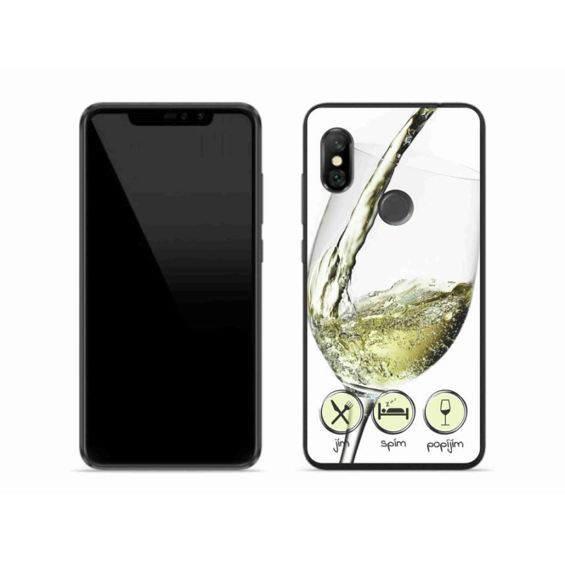 Gelový obal mmCase na mobil Xiaomi Redmi Note 6 Pro - sklenička vína bílé